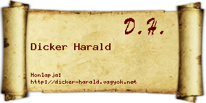 Dicker Harald névjegykártya